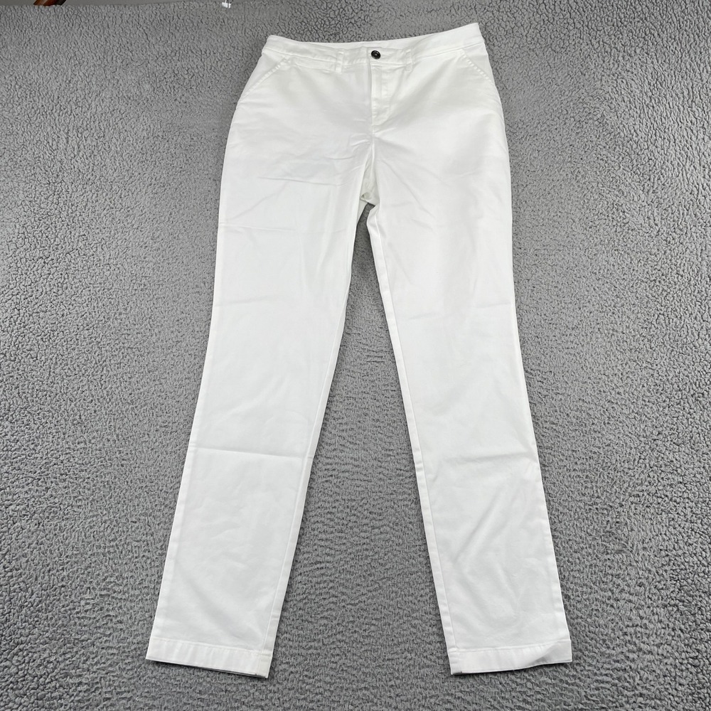 Garnet Hill Pants Womens 08 White Pima Cotton Spandex Chino Straight Leg Casual
